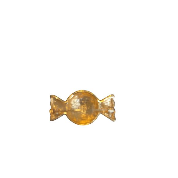Gold Tone Candy Bow  Brooch Pin With Rhinestones - Picture 4 of 11